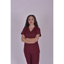 Vita Medikal Bordo Likralı Doktor Hemşire Forması Alt Üst Cerrahi Takım Üniforma