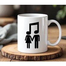 BB Design Müzik Notası Insanlar Tasarımlı Beyaz Seramik Baskılı Kupa Bardak 330 ml