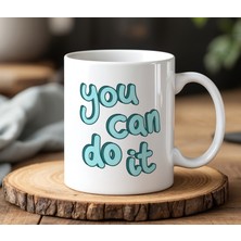 BB Design You Can Do It Tasarımlı Beyaz Seramik Baskılı Kupa Bardak 330 ml
