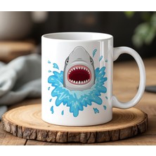 BB Design Köpek Balığı Tasarımlı Beyaz Seramik Baskılı Kupa Bardak 330 ml