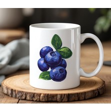 BB Design Yaban Mersini Tasarımlı Beyaz Seramik Baskılı Kupa Bardak 330 ml