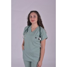 Vita Medikal Çağla Yeşili Likralı Doktor Hemşire Forması Alt Üst Cerrahi Takım Üniforma
