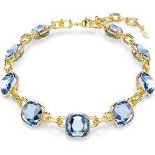 Swarovski 5692482 Swarovski Kolye Chroma Tennis Necklace, Cushion Cut, Blue, Gold-Tone Plated