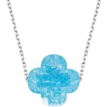 Altın Sepeti Gümüş Aqua Yonca Zirkon Taşlı Kolye