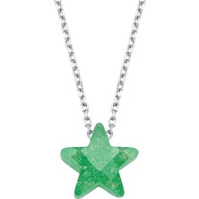 Altın Sepeti Gümüş Yeşil Zirkon Yıldız Taşlı Kolye