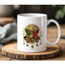 BB Design Osmanlı Arması Tasarımlı Beyaz Seramik Baskılı Kupa Bardak 330 ml