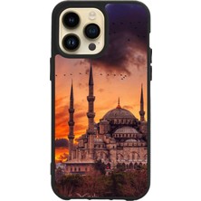 Apple iPhone 15 Pro Max Baskılı ve Glass Korumalı Siyah Renk Silikon Kılıf