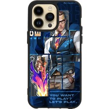 Apple iPhone 15 Pro Max Baskılı ve Glass Korumalı Siyah Renk Silikon Kılıf