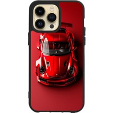 Apple iPhone 15 Pro Max Baskılı ve Glass Korumalı Siyah Renk Silikon Kılıf