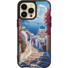 Apple iPhone 15 Pro Max Baskılı ve Glass Korumalı Siyah Renk Silikon Kılıf