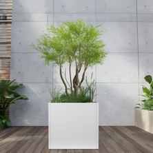 Terraguard Demonte Küp Metal Saksı - 53X53X53CM Paslanmaz