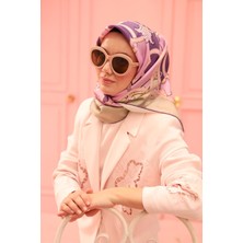 Silk Home Tivil Ipek Eşarp IST11436-25 Mor, Su Yeşili, Bej Yeşil, Pembe, Leylak Karışık Desen