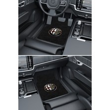 Modern Dijital Baskı Siyah Alfaromeo Logo Universal Oto Paspas, Araba Paspası