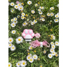 Pembe Pati Desenli Şarj Aleti Koruma Kılıf Set