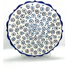 Nazar Boncuklu Handmade 25  cm  Sunum Tabağı Beyz