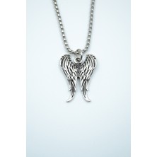 Bu Farklı Melek Kanatlı Örme Zincir Kolye - Gümüş Kaplama - Erkek Kadın Kolye - NO:1423