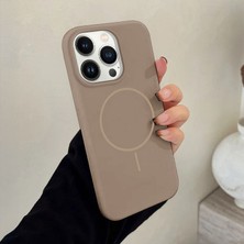 Apple iPhone 14 Pro Uyumlu Kılıf Zebana Liquid Soft Silikon Kılıf (Kablosuz Şarj Destekli) Desert Titanyum