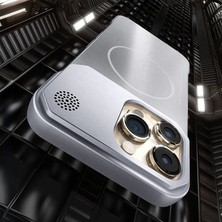 Apple iPhone 16 Pro Max Uyumlu Kılıf Zebana Elite Titan Metal Kılıf (Kablosuz Şarj Destekli) Gri