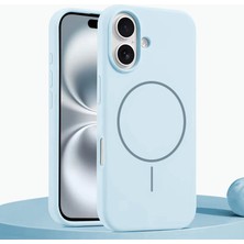 Apple iPhone 16 Uyumlu Kılıf Zebana Liquid Soft Silikon Kılıf (Kablosuz Şarj Destekli) Açık Mavi