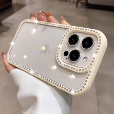 Apple iPhone 15 Pro Uyumlu Kılıf Zebana Bling Diamond Silikon Kılıf Beyaz