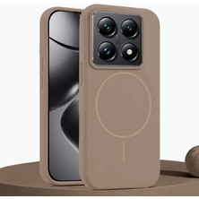 Xiaomi Mi 14T Pro Uyumlu Kılıf Zebana Liquid Soft Silikon Kılıf (Kablosuz Şarj Destekli) Desert Titanyum