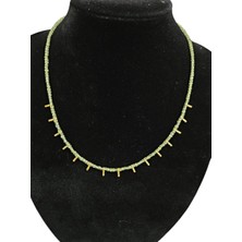 G&A Jewels Doğal Peridot Boncuklu Kolye | Zarif 925 Ayar Gümüş & Altın Kaplama Charm'lı | Kadınlar İçin Doğal Taş Takı, Hediye