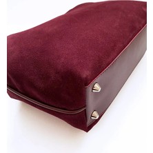 heybes Kadın Bordo Süet Clutch El Çantası