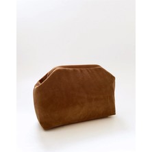 heybes Kadın Taba Kahve Süet Clutch El Çantası