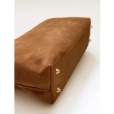 heybes Kadın Taba Kahve Süet Clutch El Çantası