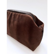 Heybes Kadın Koyu Kahve Süet Clutch El Çantası