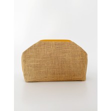 Heybes Kadın Sarı Biyeli Jüt Hasır Clutch El Çantası