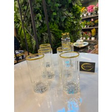 Ars Paşabahçe Valse 6'lı Gold Yaldızlı Cam Su Bardağı, Meşrubat - Soda Bardağı,