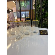 Ars Paşabahçe Valse 6'lı Gold Yaldızlı Cam Su Bardağı, Meşrubat - Soda Bardağı,