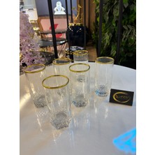 Ars Paşabahçe Valse 6'lı Gold Yaldızlı Cam Su Bardağı, Meşrubat - Soda Bardağı,