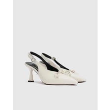 Vyver Hakiki Deri Kadın Bej Topuklu Sandalet