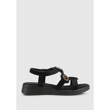 Siyah Kadın Düz Sandalet