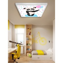 Gökyüzü Panel Genç Odası AVIZE-60 cm  x 60 cm -54WATT LED-6500 Kelvin (Beyaz)-Hepsiburada Avizeler-Balonlu Ayıcık