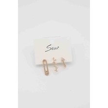Glare Jewellery Shesra Üçlü Çelik Küpe