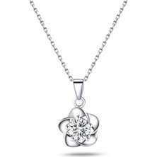 Gümüş Çiçek Figürlü Kadın Kolye