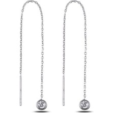 925 Ayar Tektaş Sallantılı Japon Kadın Küpe