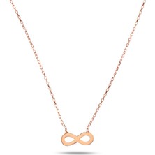 925 Ayar Rose Gold Sonsuzluk Model Sade Zarif Minimal Kadın Kolye