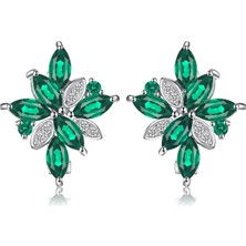 Zümrüt Taşlı Prenses Abiye J Kadın Gümüş Küpe