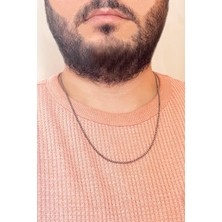 925 Ayar Erkek Gümüş Oksitli Top Zincirli 3 mm 55 cm Johnny Depp