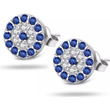 925 Ayar Nazar Boncuk Sosyete Gözlü Kadın Gümüş Küpe