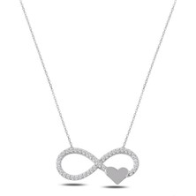 Gümüş Zirkon Taşlı Sonsuzluk Kalpli Bayan Gümüş Kolye