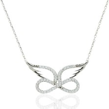 Gümüş Melek Kanatlı Sonsuzluk Kadın Kolye