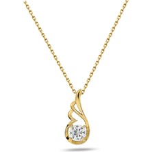 Zarif Tasarım Melek Kanatlı Taşlı Gümüş Kolye Altın Kaplama