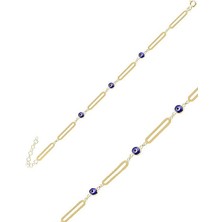 925 Ayar Gözlü Halka Gümüş Kadın Bileklik Altın Kaplama