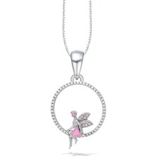 Halka Model Lusso Mineli Kanatlı Peri Kadın Gümüş Kolye