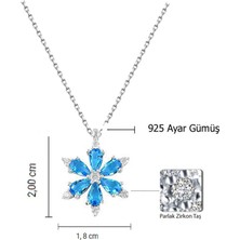 925 Ayar Lotus Çiçeği Aquamarin Taşlı Kadın Gümüş Kolye